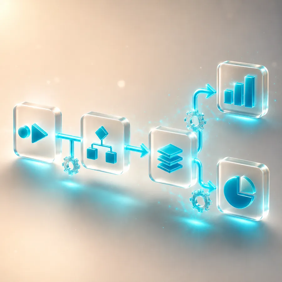 Automated workflow connecting tasks in a pipeline